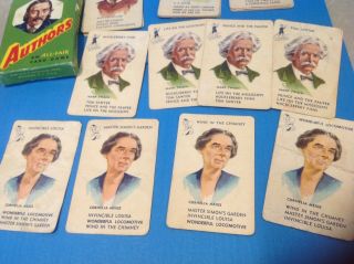 VINTAGE AUTHORS an ALL - FAIR CARD GAME Made by E.  E.  Fairchild Corp 36 cards 4