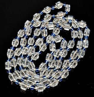 ANTIQUE ART DECO CZECH CRYSTAL & BLUE GLASS NECKLACE FLAPPER 54 