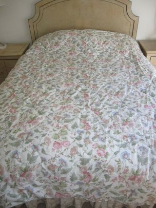 Vintage Laura Ashley Melrose Morning Glory Quilt Comforter Blanket Queen Euc