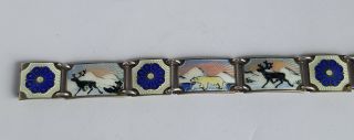 Norwegian David Andersen Gilded Silver 925s Enamel Bracelet Bear Moose Ship 3