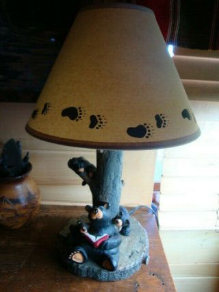 Vintage Big Sky Carver Bear Table Lamp Bear Foots " Bear With Cubs " Numbered