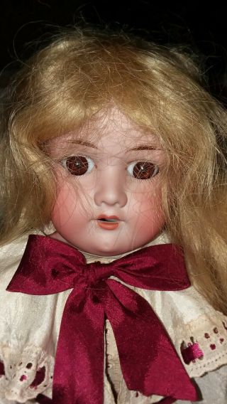 Antique 21 - Inch Am 370 Doll With Antique Mohair Wig And Dress