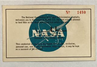 Rare Apollo 11 launch badge pass Neil Armstrong Buzz Aldrin Michael Collins 2