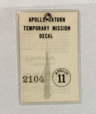 Rare Apollo 11 launch badge pass Neil Armstrong Buzz Aldrin Michael Collins 3
