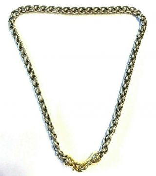 Vintage David Yurman Sterling Silver & 14k Gold Wheat Chain Necklace,  18 Inches