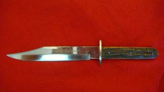 Vintage J.  A.  Henckels Twin Solingen Germany Bowie With Stag Handle