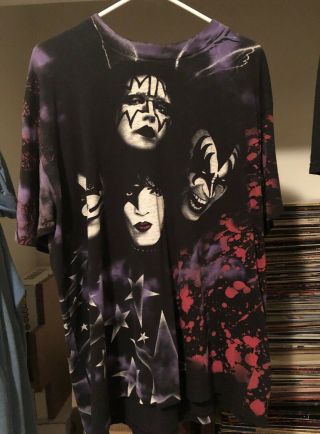 Vtg Kiss Alive Worldwide 96 97 Tour All Over Print Tee Shirt Size Xl Rock