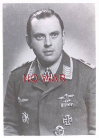 Wwii German Photo Luftwaffe Pilot Günter Luchtenbergknight Cross Holder