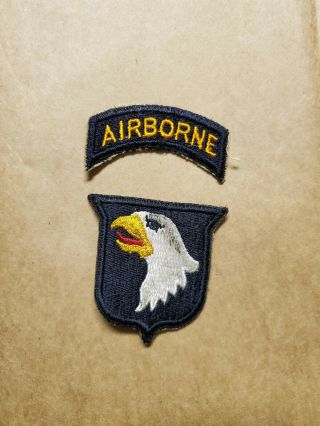 Ww2 Us Army 101st Airborne Division 2 Piece Screaming Eagle Patch Ww11