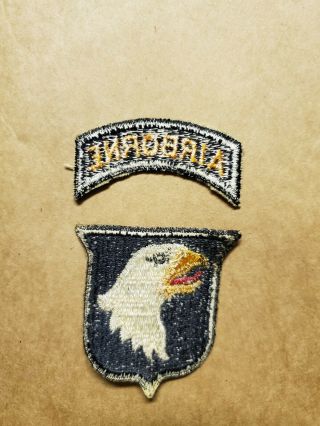 WW2 US ARMY 101ST AIRBORNE DIVISION 2 PIECE SCREAMING EAGLE PATCH WW11 2