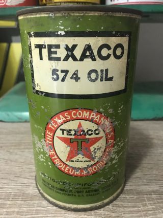 Vintage Texaco Motor Oil Can Early Metal Tin Gas Oil