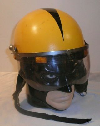 Vintage Rare Black & Yellow Motorcycle Helmet L Scooter Vespa Moped