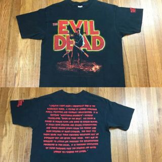 Vintage The Evil Dead Horror Movie T Shirt Size Large Halloween Promo Ash Zombie