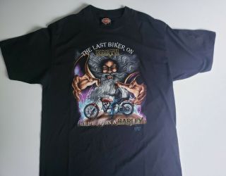 Vintage 1990 3d Emblem Harley Davidson The Last Biker On Earth T - Shirt Xl Black