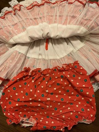 Vintage Girls GOLD BELL RED Dress Ruffles/Lace/flower/Bloomers.  Size? See Meas. 6