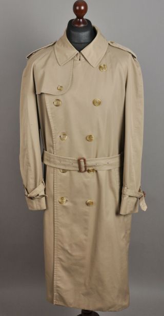 Burberrys Vintage Trench Coat Size 52 Cotton Blend Beige Nova Check Lined N