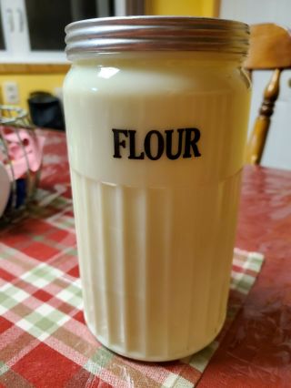 Ultra Rare Mckee Custard Tall Column Canister Flour