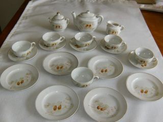 Vintage Tiny China Tea Set,  Made In Japan,  Adorn With Pine Boughs And Pine Cone