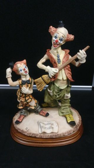 Vintage Resin Capodimonte Clown Sculpture Signed D.  S.