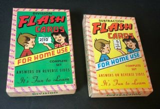 Vintage Learning Card Games For Kids Math Flash Cards Subtraction And Division