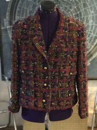 Authentic Vintage Chanel Jacket / Blazer From 1990’s - Multicolor Metallic Tweed