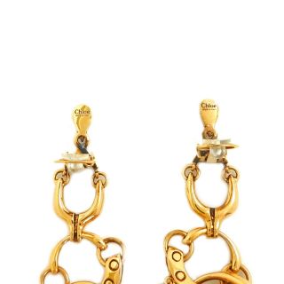 Chloe Golden Brass Quinn Dangle Long Clip Earrings 1009b Rise - on 5