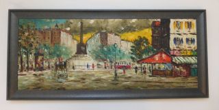 Vintage Framed Parisian Street Scene Oil On Board Signed A Valentin Paris France