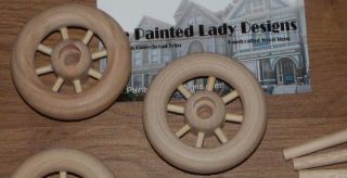 Wood Wheels w/ Spokes Antique Toy Making Parts Wagons { 2 