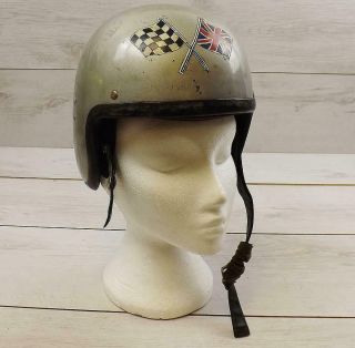 Small Vintage Everoak Open Face Crash Helmet Silver Old Motorbike Crash Hat