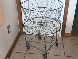 Vintage Looking Collapsible Wire Laundry Basket With Wheels