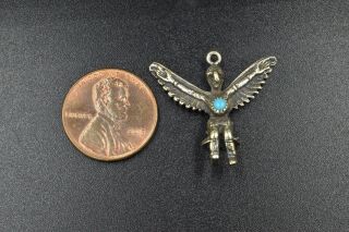 Vintage Birdman Native American Turquoise Sterling Silver Charm 925 Thunderbird 6