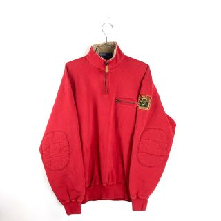Vintage Polo Sportsman Size Medium Ralph Lauren Country Red Sweatshirt Pullover