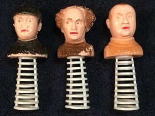 Rare Vintage Set Of 3: Larry,  Curly,  & Moe The Three Stooges 1959 Finger Puppets