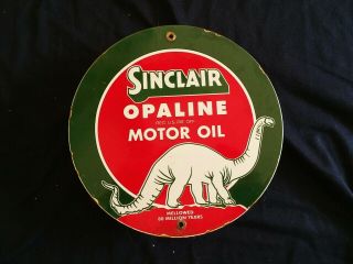 Vintage Sinclair Opaline Motor Oil Porcelain Gas,  Oil Sign