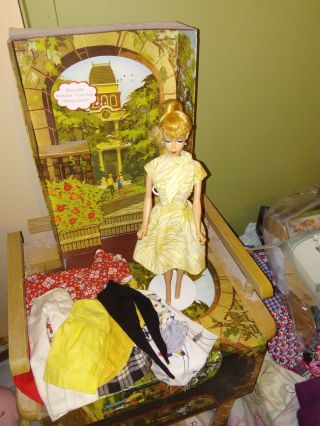 Vintage Blonde 5 Ponytail Barbie Doll,  Vintage Dress,  Bag Of Clothes