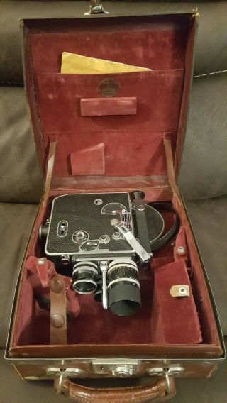 Vintage PAILLARD BOLEX H16 16mm SWISS Movie Camera 3 lens CASE & INCIDENT LIGHT 11