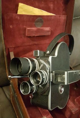 Vintage PAILLARD BOLEX H16 16mm SWISS Movie Camera 3 lens CASE & INCIDENT LIGHT 4