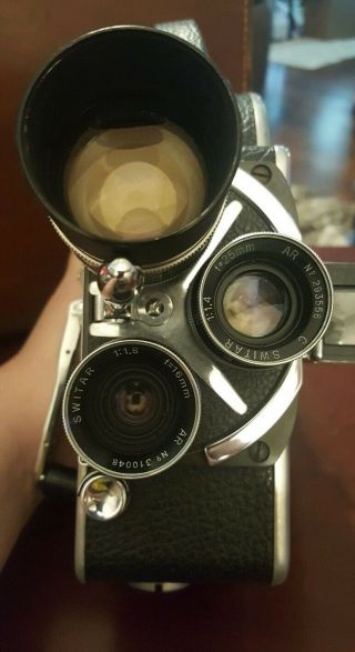 Vintage PAILLARD BOLEX H16 16mm SWISS Movie Camera 3 lens CASE & INCIDENT LIGHT 5