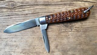 Schrade Cut Co Walden Ny Vintage Bone Handle Jack Knife