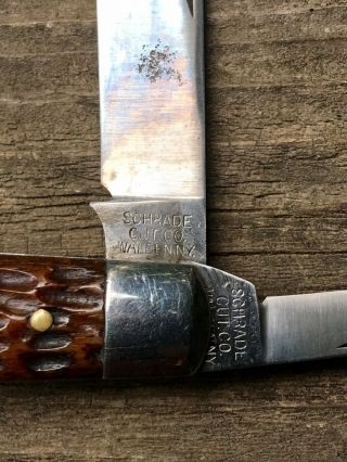 Schrade Cut Co Walden NY Vintage Bone Handle Jack Knife 3
