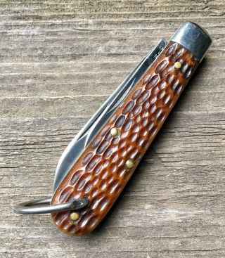 Schrade Cut Co Walden NY Vintage Bone Handle Jack Knife 4