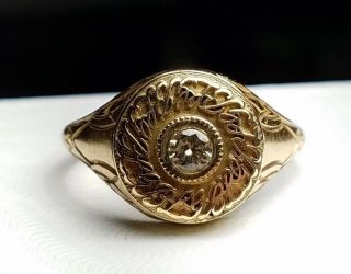 10k Yellow Gold Diamond Balfour Ladies Employee Service Ring - Size 7 417 - Rare