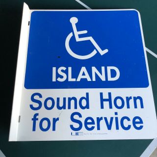 Vintage 2 Sided Flange Sign Handicap Island Sound Horn Service Gas Station Rare