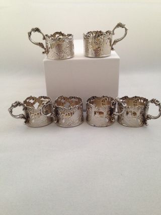 Set Of 6 Dutch Solid Silver Glass Holders - Amsterdam 1900 - 104.  2g
