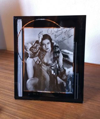 Vintage 1930 Loretta Young Autographed Rare Photo Art Deco Frame Hollywood
