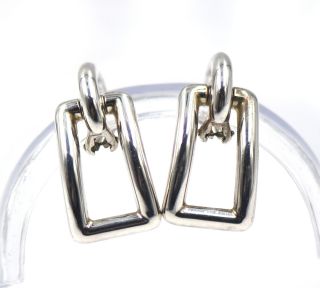 Vintage Tiffany Rectangular Link Earrings 2002 Sterling Silver Designer Signed