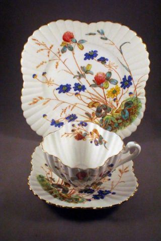 Rare Shape Wileman Foley (early Shelley) Wild Flower Pattern Trio - Perfect