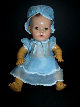 Outfit Only Stunning Vintage Aqua Organdy Dress & Bonnet For 15 " Dy - Dee Baby
