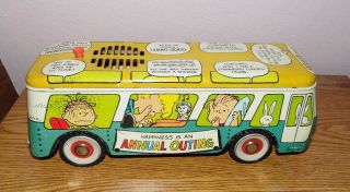 Vintage Peanuts Special Talking Bus Chein 1966 Litho Tin