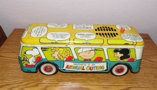 Vintage Peanuts Special Talking Bus Chein 1966 Litho Tin 2
